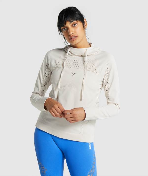Damske Mikiny S Kapucňou Gymshark Energy Seamless Krém | RJ8402675
